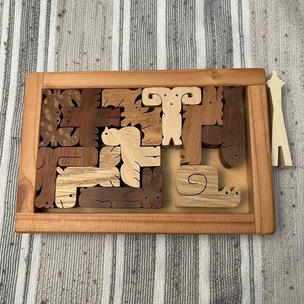 Handcrafted Wooden Puzzle by Clifford Nelson – 12 Pieces (1 Missing)
